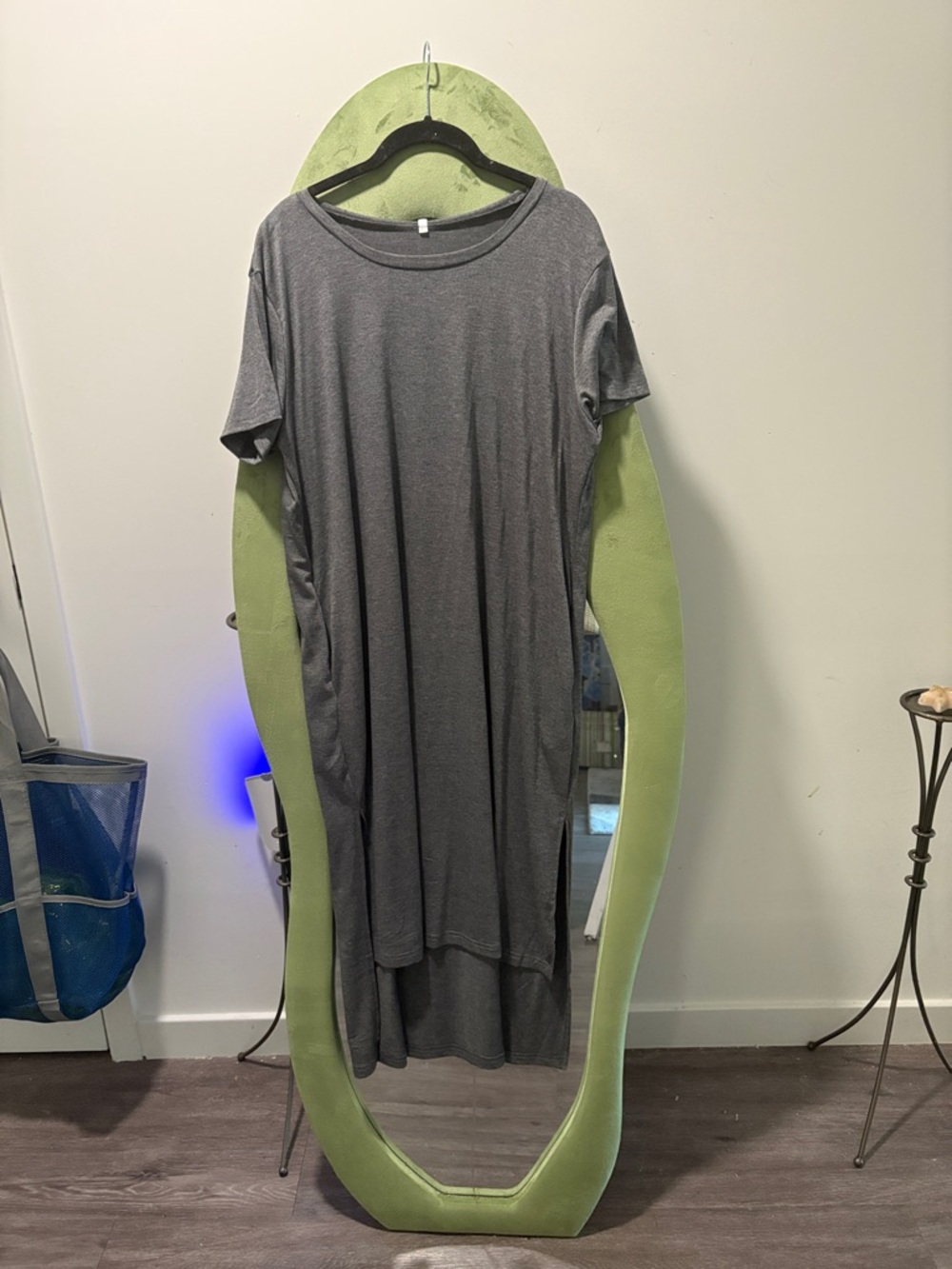 Gray Short-Sleeve Maxi Dress